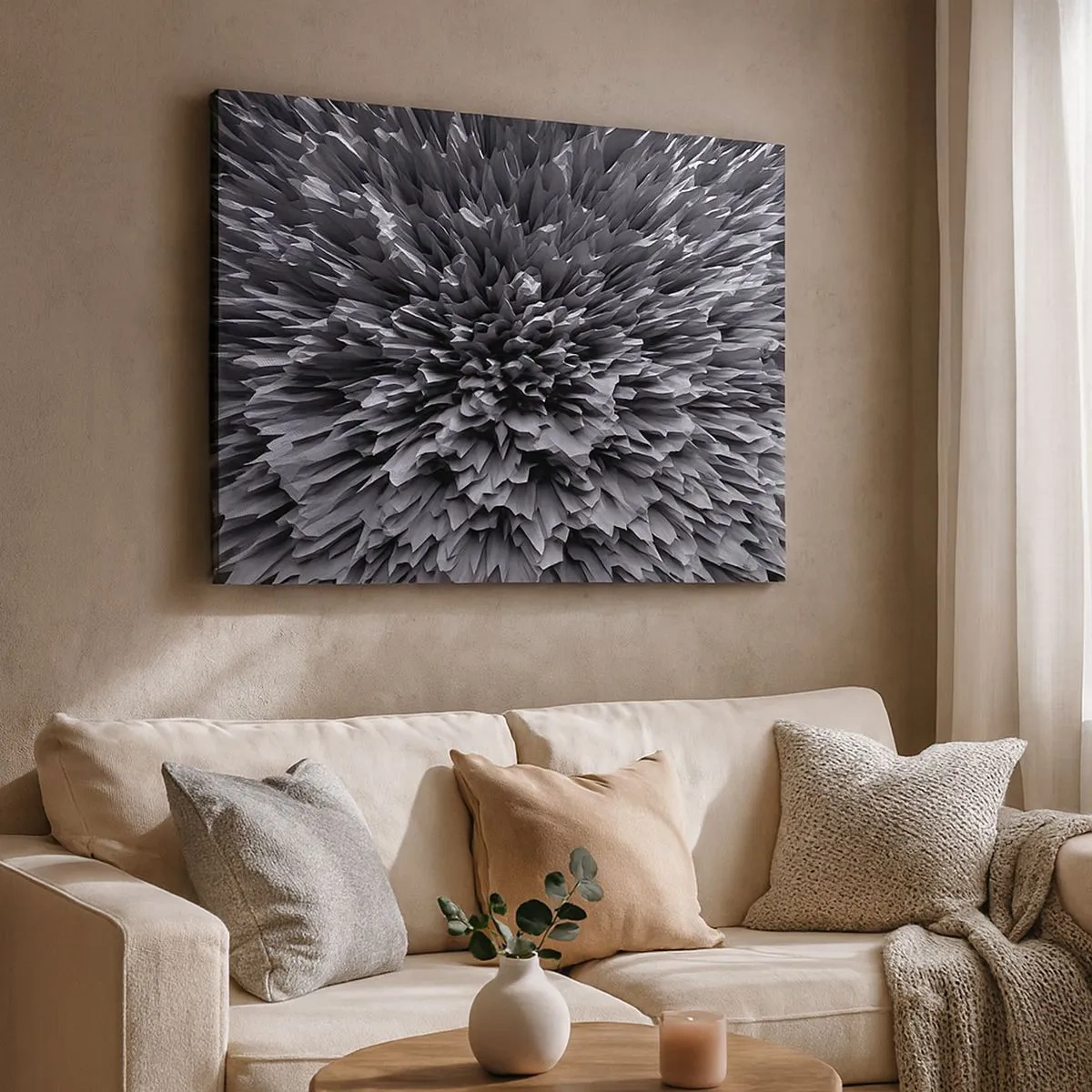Quadro su tela - Stampe su Tela - Struttura astratta in tonalità di grigio - 70x50cm - Spigolosità massima - Decorazione murale moderna per soggiorno e camera da letto ARTTOR