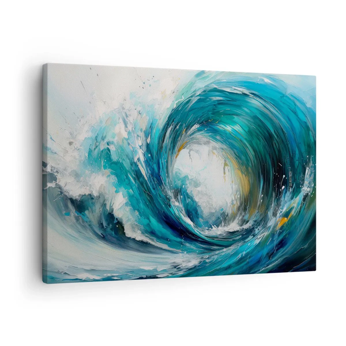 Quadro su tela - Stampe su Tela - Un'onda dinamica nei toni del blu e del turchese - 70x50cm - Portale marino - Decorazione murale moderna per soggiorno e camera da letto ARTTOR