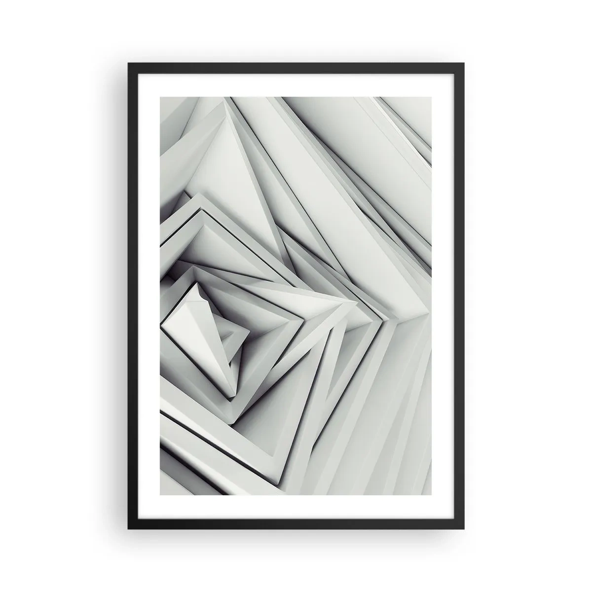 Poster in cornice nera - Composizione astratta di triangoli geometrici in 3D - 50x70cm - Germogli spigolosi - Decorazione murale moderna per soggiorno e camera da letto ARTTOR