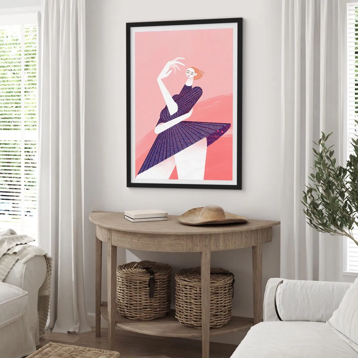 Poster in cornice nera - Silhouette femminile astratta in posa dinamica - 50x70cm - Ogni passo al ritmo di danza - Decorazione murale moderna per soggiorno e camera da letto ARTTOR