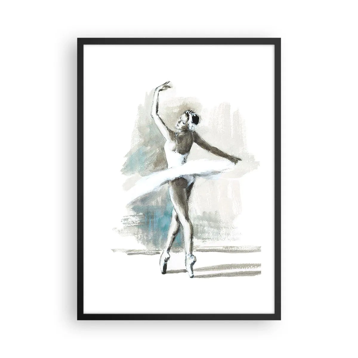 Poster in cornice nera - Una ballerina in abito bianco che si esibisce - 50x70cm - Tramutata in un cigno - Decorazione murale moderna per soggiorno e camera da letto ARTTOR