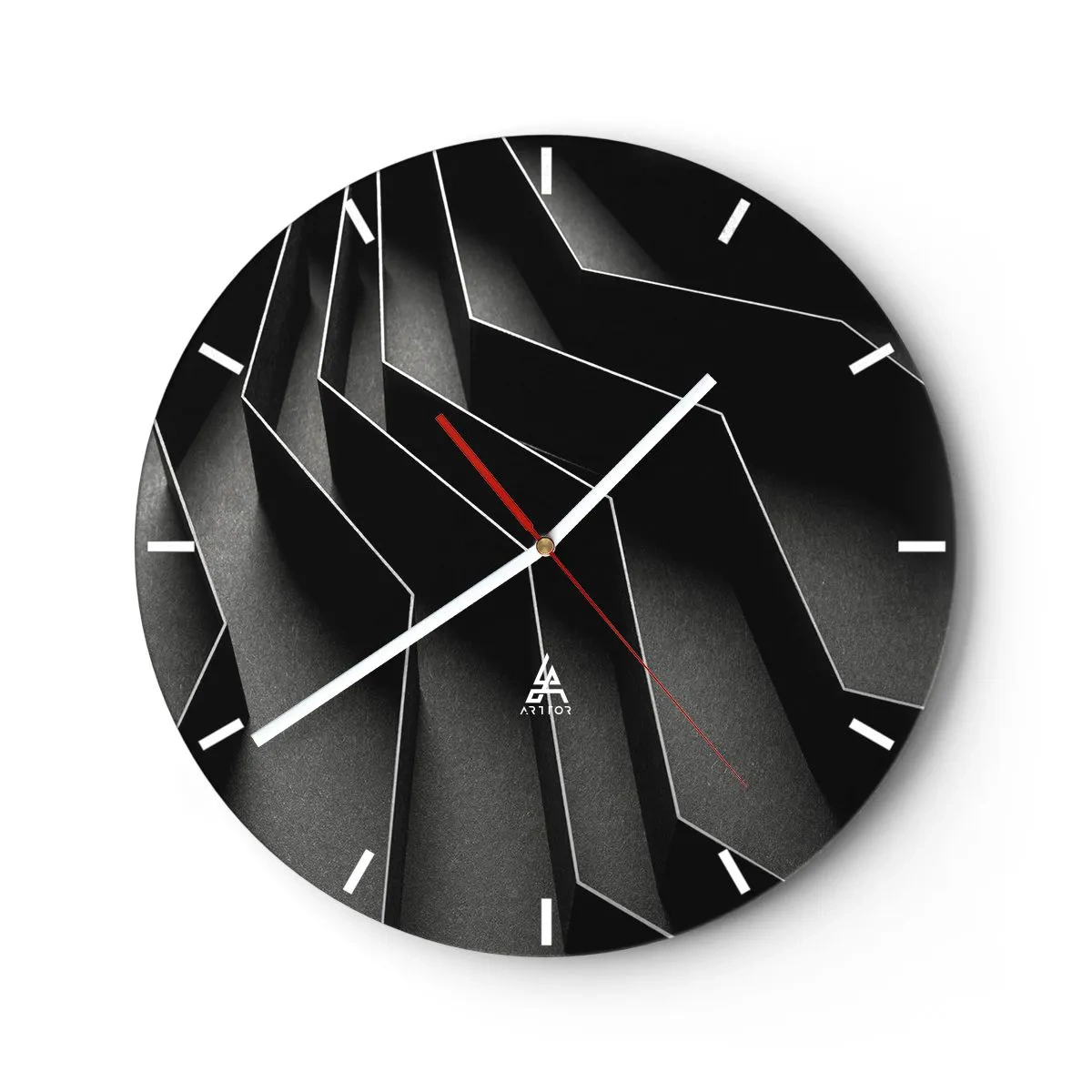 Orologio da parete - Orologio in Vetro - Struttura in bianco e nero con effetto di luce spaziale - 30x30cm - Ordine tridimensionale - Decorazione murale moderna per soggiorno, cucina e camera da letto ARTTOR