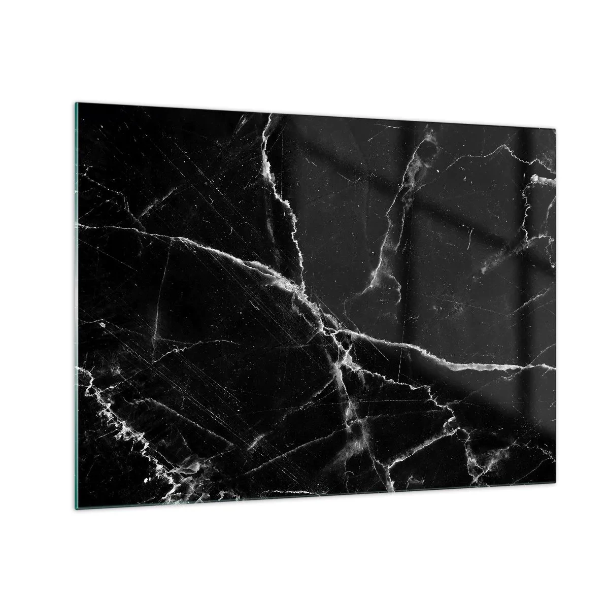 Quadro su vetro - Superficie in marmo nero con venature chiare - 70x50cm - La vita segreta delle pietre - Decorazione murale moderna per soggiorno e camera da letto ARTTOR