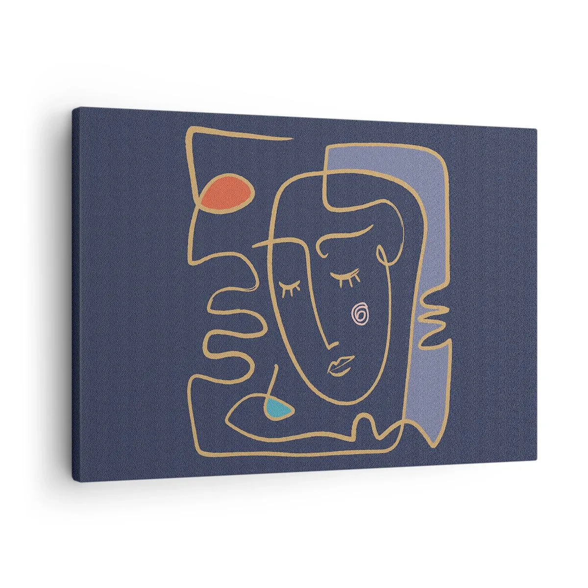 Quadro su tela - Stampe su Tela - Ritratto astratto del viso in stile minimalista - 70x50cm - Pensierosa - Decorazione murale moderna per soggiorno e camera da letto ARTTOR