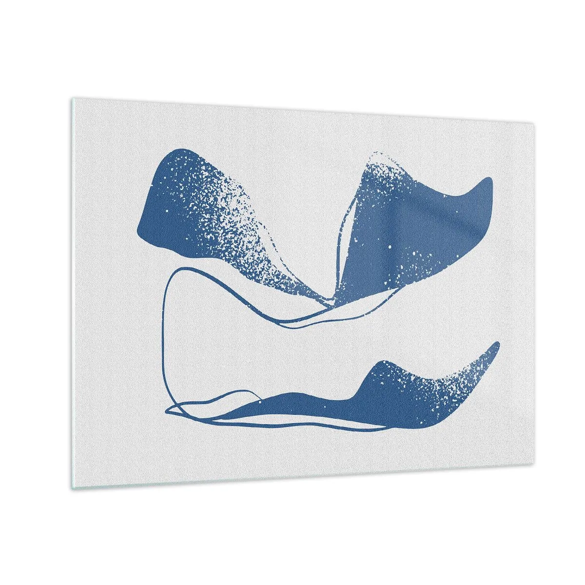 Quadro su vetro - Forme astratte blu navy che ricordano le ali - 70x50cm - Astrazione alata - Decorazione murale moderna per soggiorno e camera da letto ARTTOR