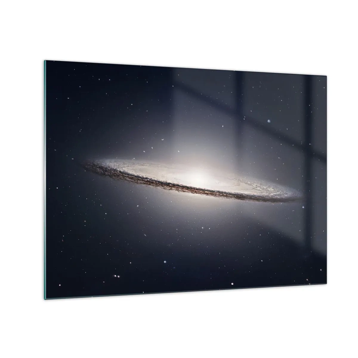 Quadro su vetro - Una galassia a spirale che fluttua nello spazio - 70x50cm - Tanto tempo fa in una lontana galassia... - Decorazione murale moderna per soggiorno e camera da letto ARTTOR