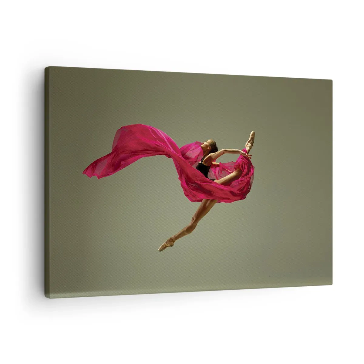 Quadro su tela - Stampe su Tela - Ballerina in posa dinamica con tessuto rosa - 70x50cm - Fiamma danzante - Decorazione murale moderna per soggiorno e camera da letto ARTTOR