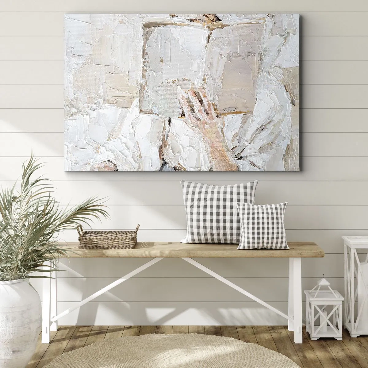 Quadro su tela - Stampe su Tela - Dipinto impressionista raffigurante una mano che tiene un libro aperto. - 70x50cm - In un altro mondo - Decorazione murale moderna per soggiorno e camera da letto ARTTOR