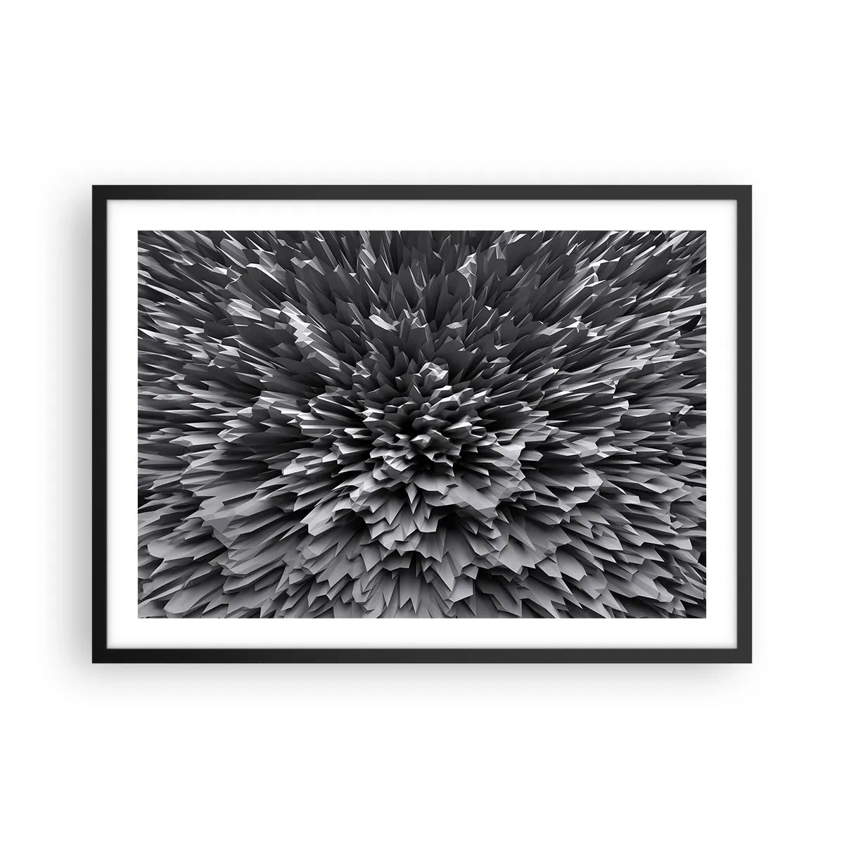 Poster in cornice nera - Struttura astratta in tonalità di grigio - 70x50cm - Spigolosità massima - Decorazione murale moderna per soggiorno e camera da letto ARTTOR