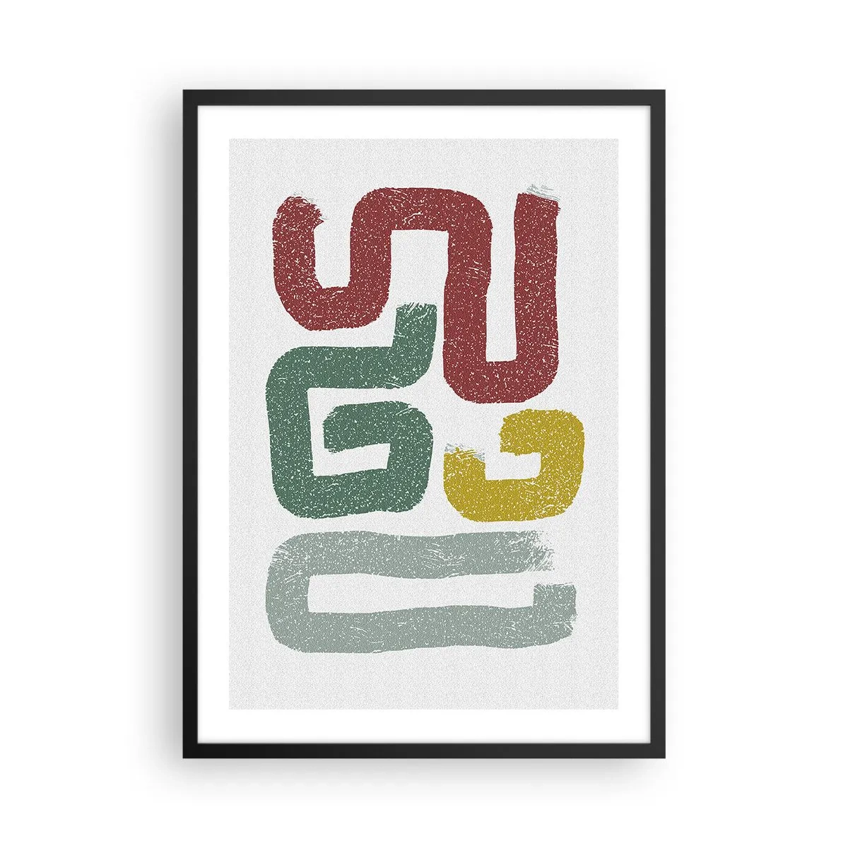 Poster in cornice nera - Forme astratte nei toni della terra su uno sfondo chiaro - 50x70cm - In una lingua sconosciuta - Decorazione murale moderna per soggiorno e camera da letto ARTTOR