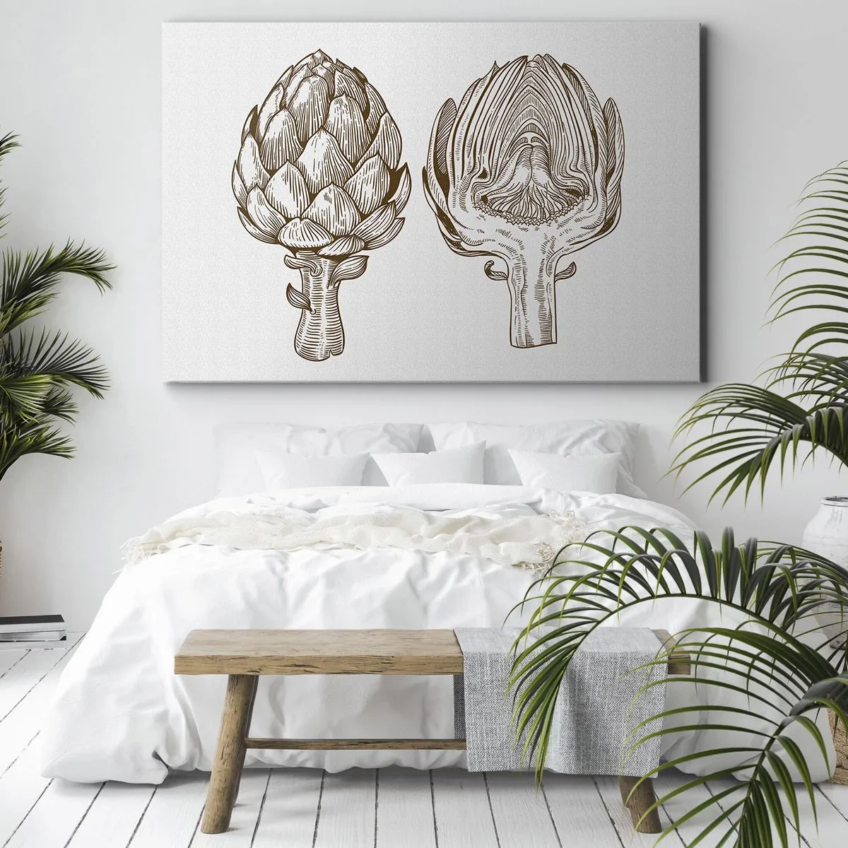 Quadro su tela - Stampe su Tela - Disegno d'arte d'epoca di un carciofo - 70x50cm - Lezione di anatomia - Decorazione murale moderna per soggiorno e camera da letto ARTTOR
