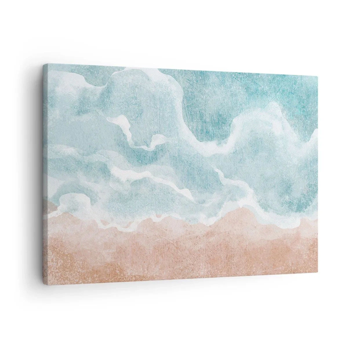 Quadro su tela - Stampe su Tela - Spiaggia astratta con onde nei toni del blu e del beige - 70x50cm - Astrazione nebulosa - Decorazione murale moderna per soggiorno e camera da letto ARTTOR