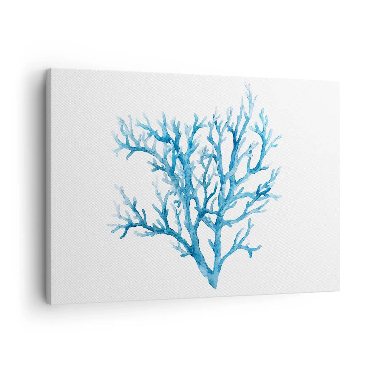 Quadro su tela - Stampe su Tela - Corallo blu su sfondo bianco con un tocco minimalista - 70x50cm - Filigrana marina - Decorazione murale moderna per soggiorno e camera da letto ARTTOR