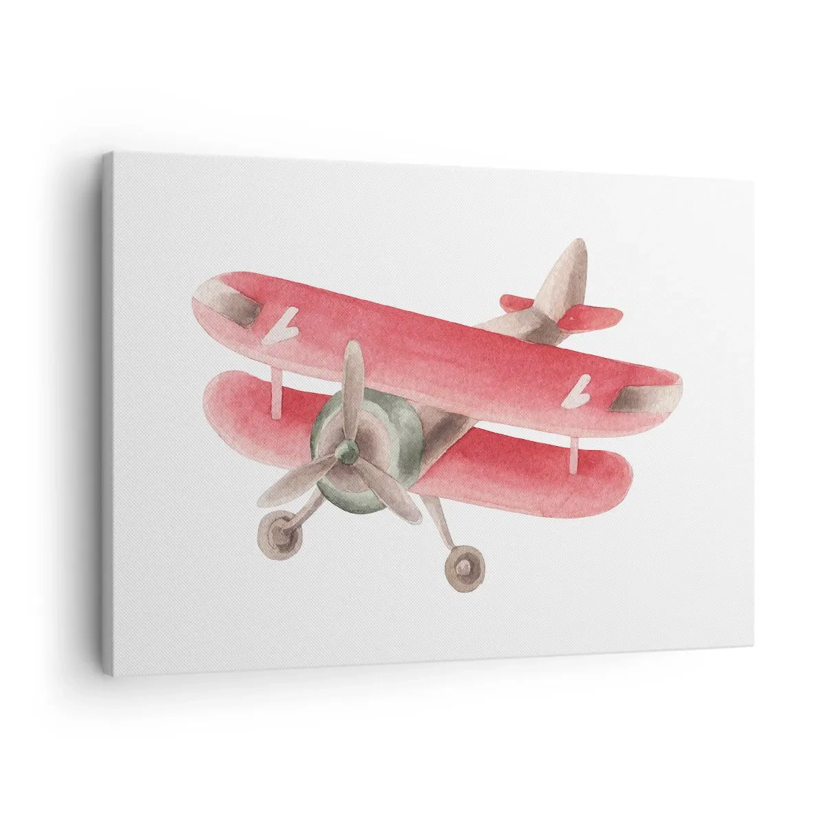Quadro su tela - Stampe su Tela - Aereo retrò rosso su sfondo bianco - 70x50cm - Pronto a volare alto - Decorazione murale moderna per soggiorno e camera da letto ARTTOR