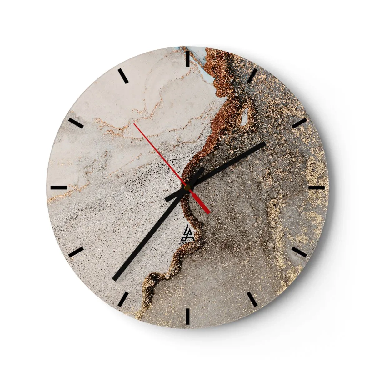 Orologio da parete - Orologio in Vetro - Una composizione astratta nei toni dell'oro e del grigio. - 30x30cm - Ai confini del colore - Decorazione murale moderna per soggiorno, cucina e camera da letto ARTTOR