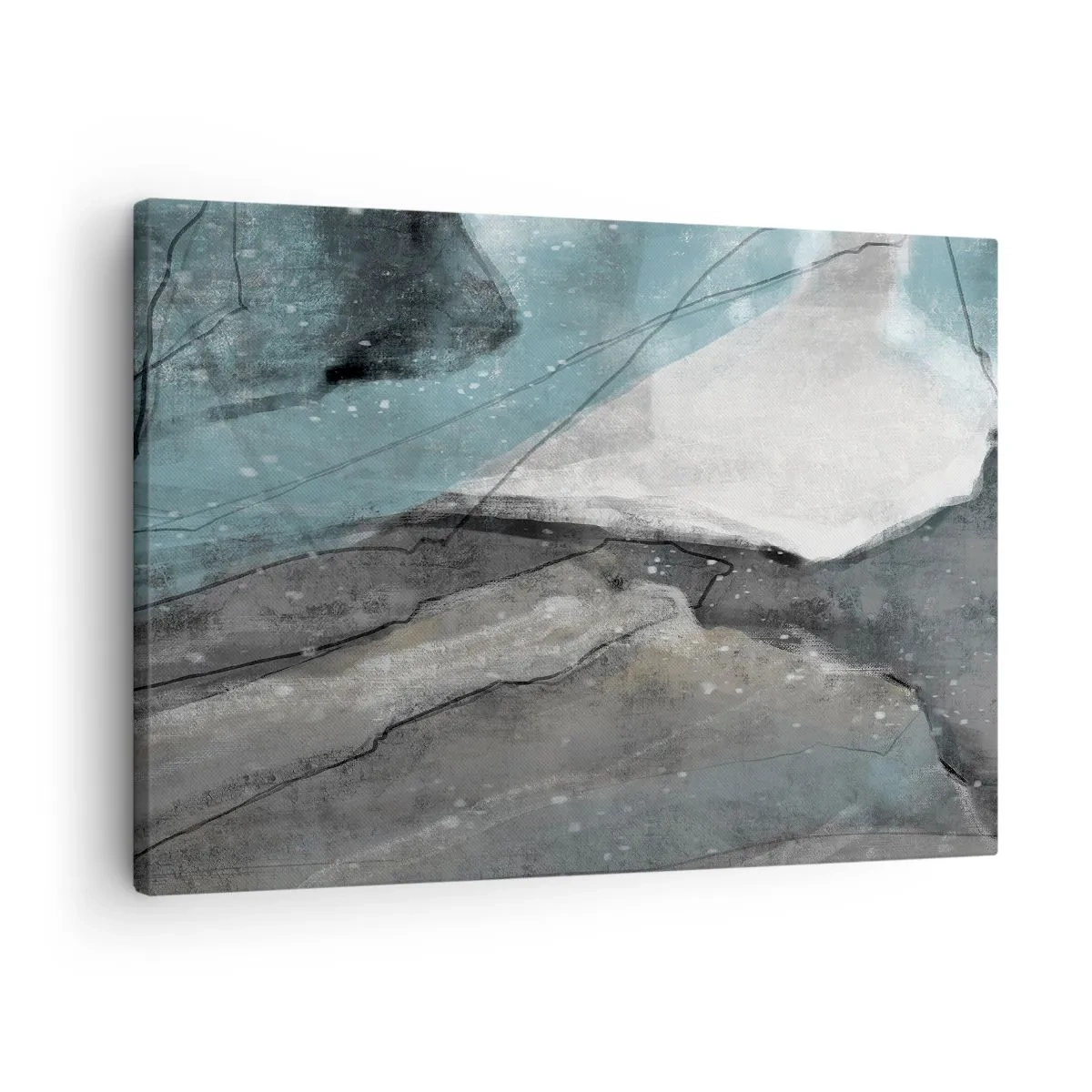 Quadro su tela - Stampe su Tela - Composizione astratta nei toni del grigio e del blu - 70x50cm - Astrazione: rocce e ghiaccio - Decorazione murale moderna per soggiorno e camera da letto ARTTOR