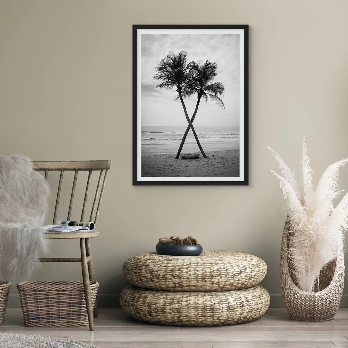 Poster in cornice nera - Ritiro scandinavo - 50x70cm - Tenera presenza - Decorazione murale moderna per soggiorno e camera da letto ARTTOR