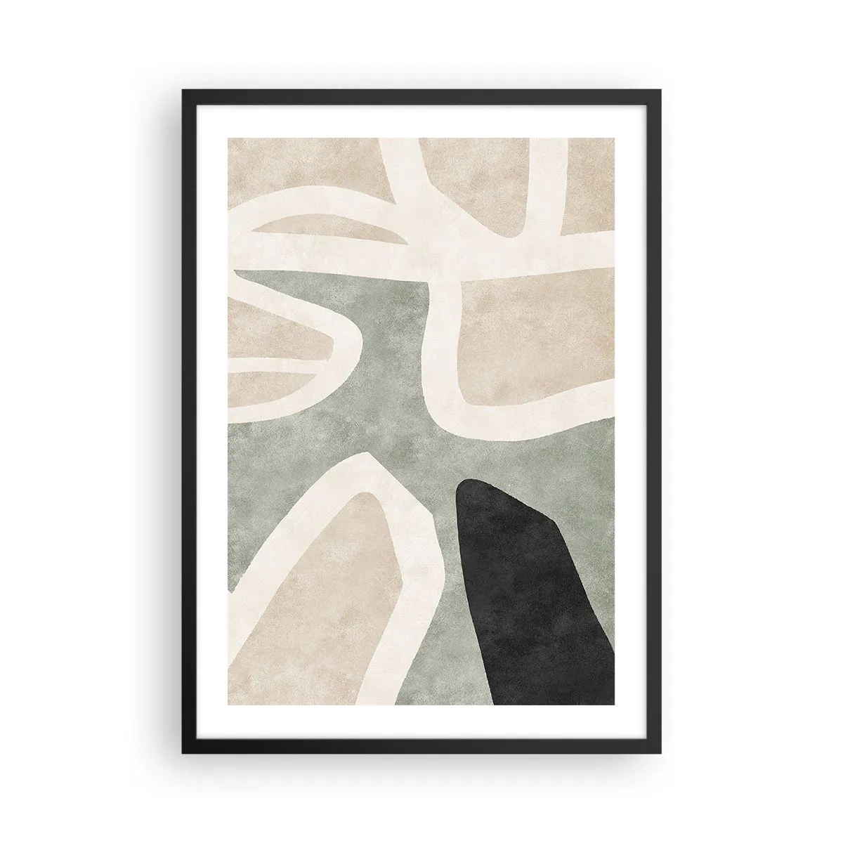 Poster in cornice nera - Armonia di colori astratti - 50x70cm - Composizione con motivi in nero - Decorazione murale moderna per soggiorno e camera da letto ARTTOR
