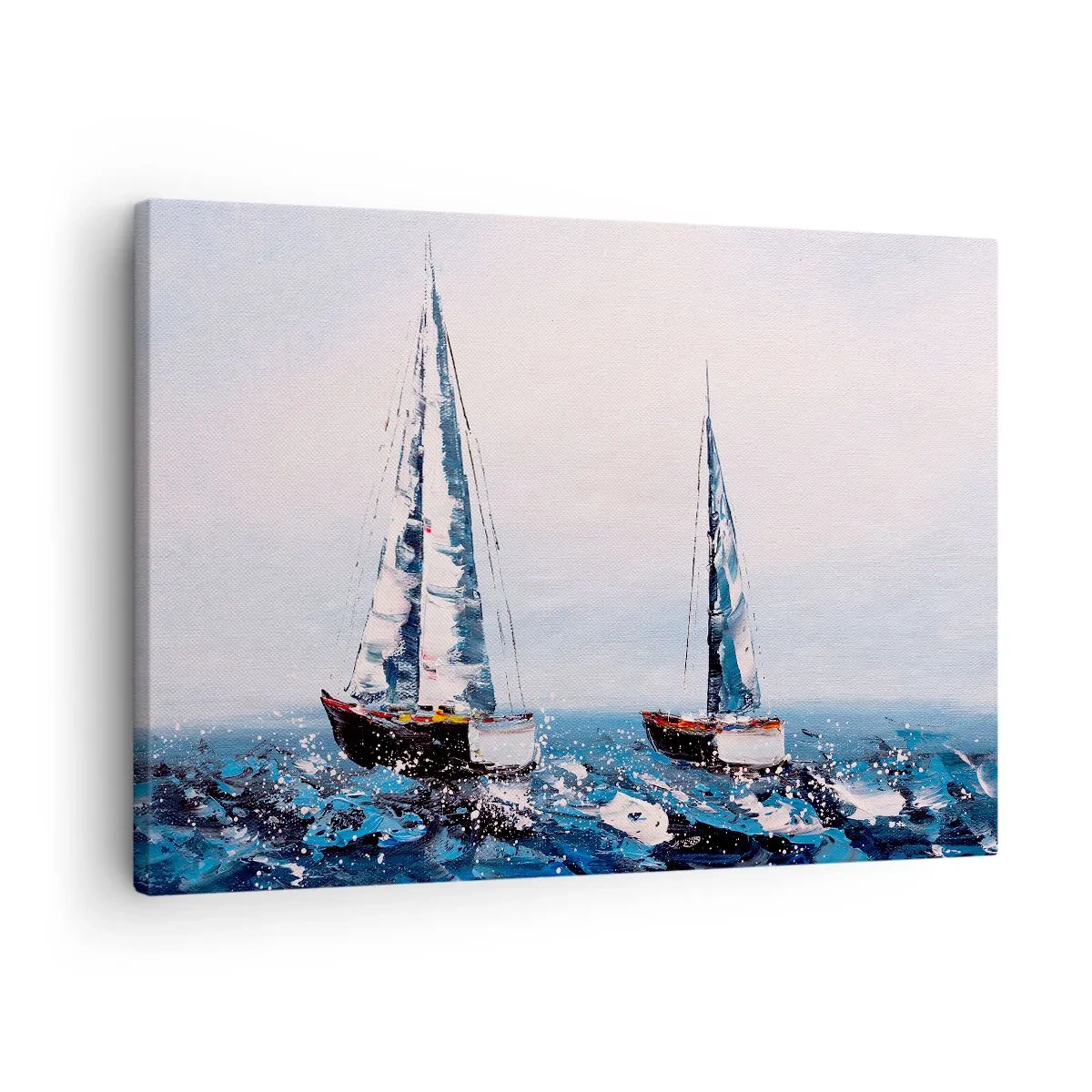 Quadro su tela - Stampe su Tela - Barche a vela su un mare in tempesta in una composizione pittorica - 70x50cm - Fratellanza nel vento - Decorazione murale moderna per soggiorno e camera da letto ARTTOR