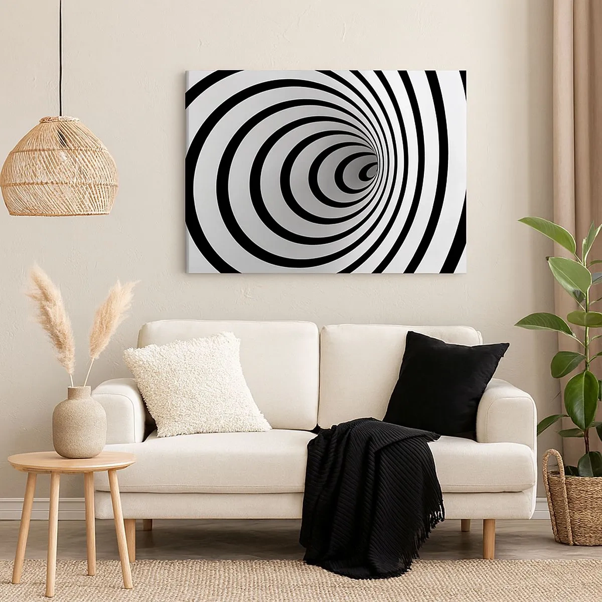 Quadro su tela - Stampe su Tela - Una spirale in bianco e nero che crea un effetto ipnotico - 70x50cm - Anche tu non riesci a resistere? - Decorazione murale moderna per soggiorno e camera da letto ARTTOR