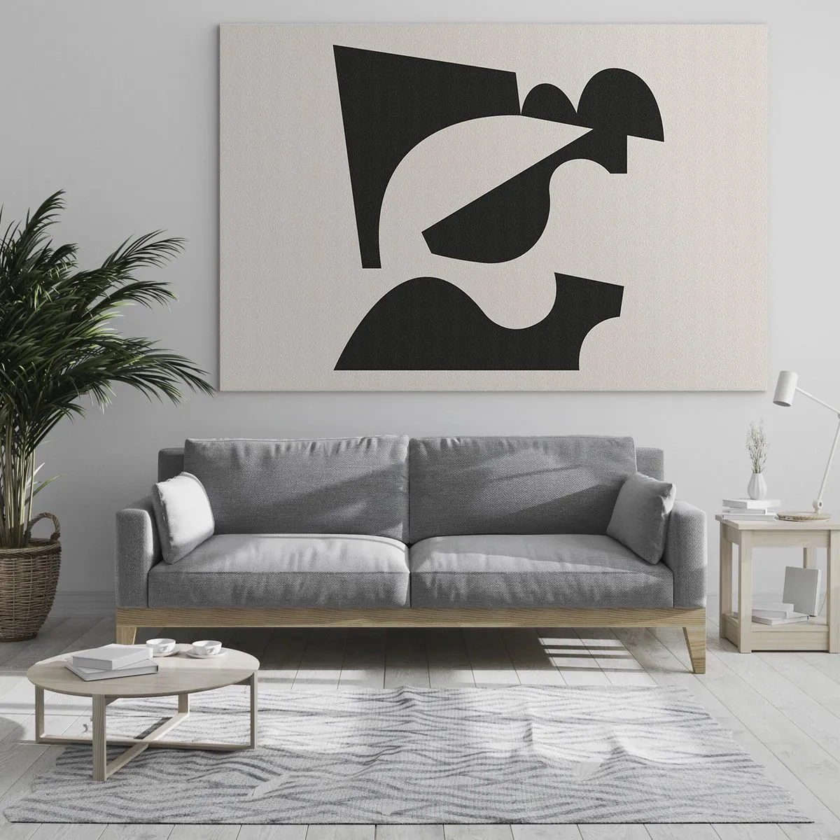 Quadro su vetro - Composizione geometrica astratta in bianco e nero - 70x50cm - Kit di montaggio - Decorazione murale moderna per soggiorno e camera da letto ARTTOR