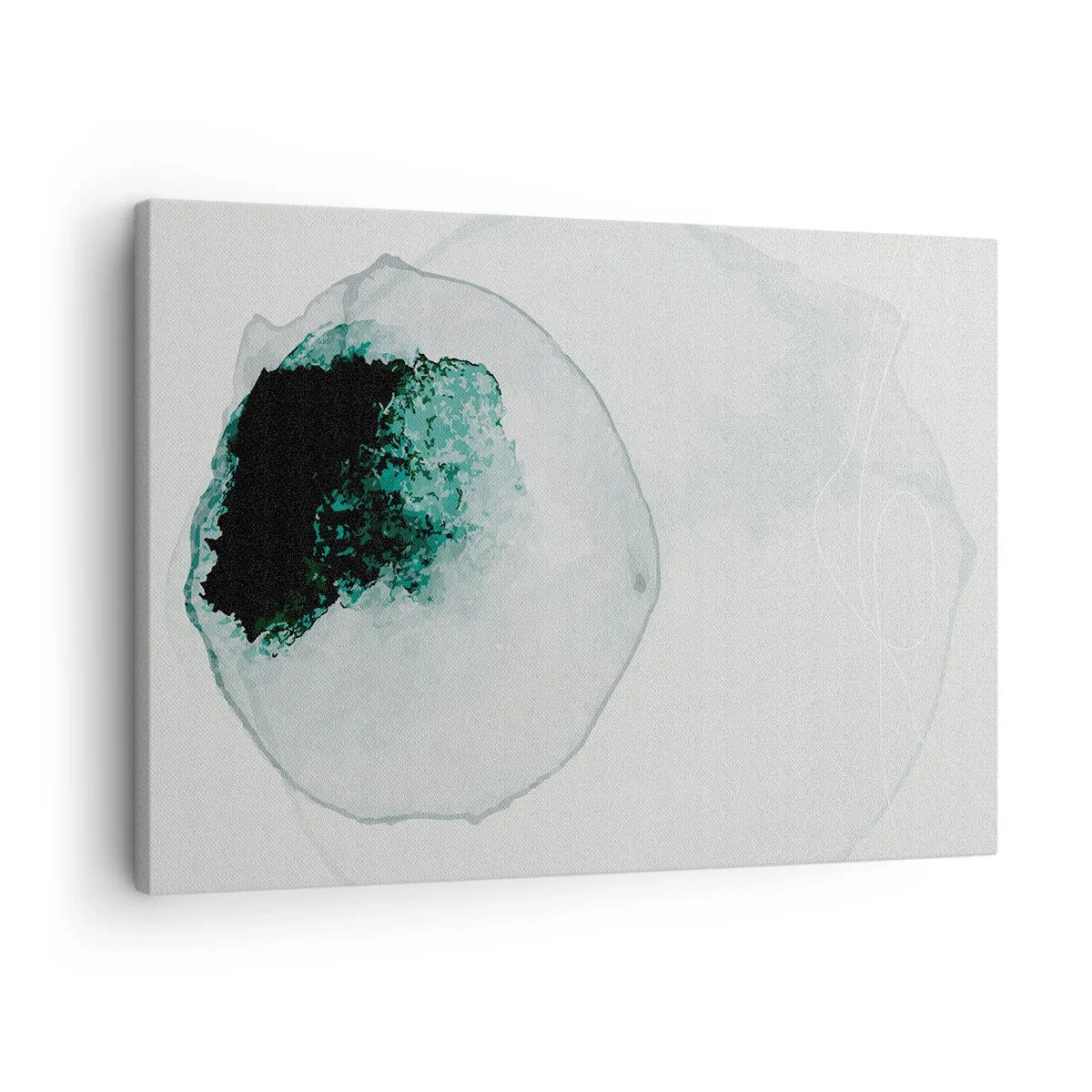 Quadro su tela - Stampe su Tela - Goccia d'acqua astratta con sfumature di verde e nero - 70x50cm - In una goccia d'acqua - Decorazione murale moderna per soggiorno e camera da letto ARTTOR