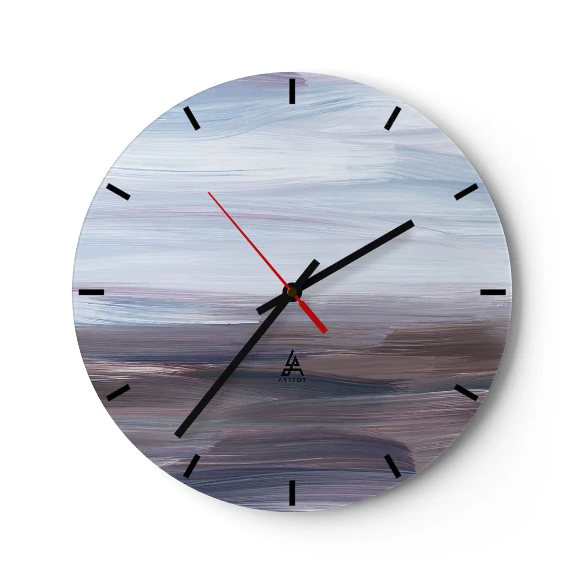 Orologio da parete - Orologio in Vetro - Una composizione astratta di pennellate nelle tonalità del blu. - 30x30cm - Gli elementi: l'acqua - Decorazione murale moderna per soggiorno, cucina e camera da letto ARTTOR