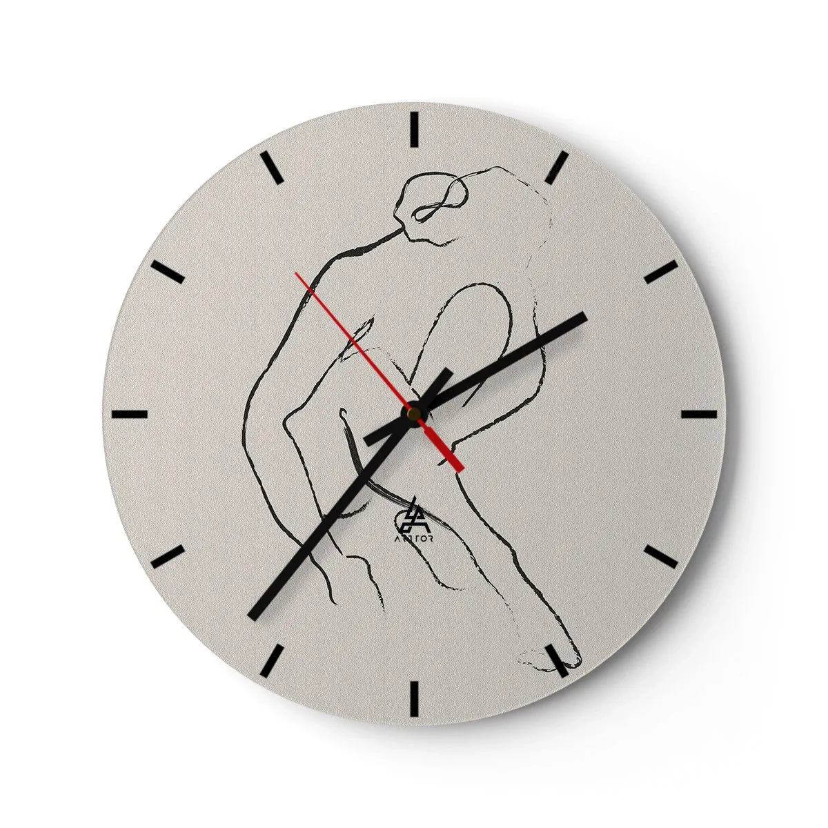 Orologio da parete - Orologio in Vetro - Uno schizzo delicato di una silhouette femminile su uno sfondo chiaro - 30x30cm - Schizzo intimo - Decorazione murale moderna per soggiorno, cucina e camera da letto ARTTOR