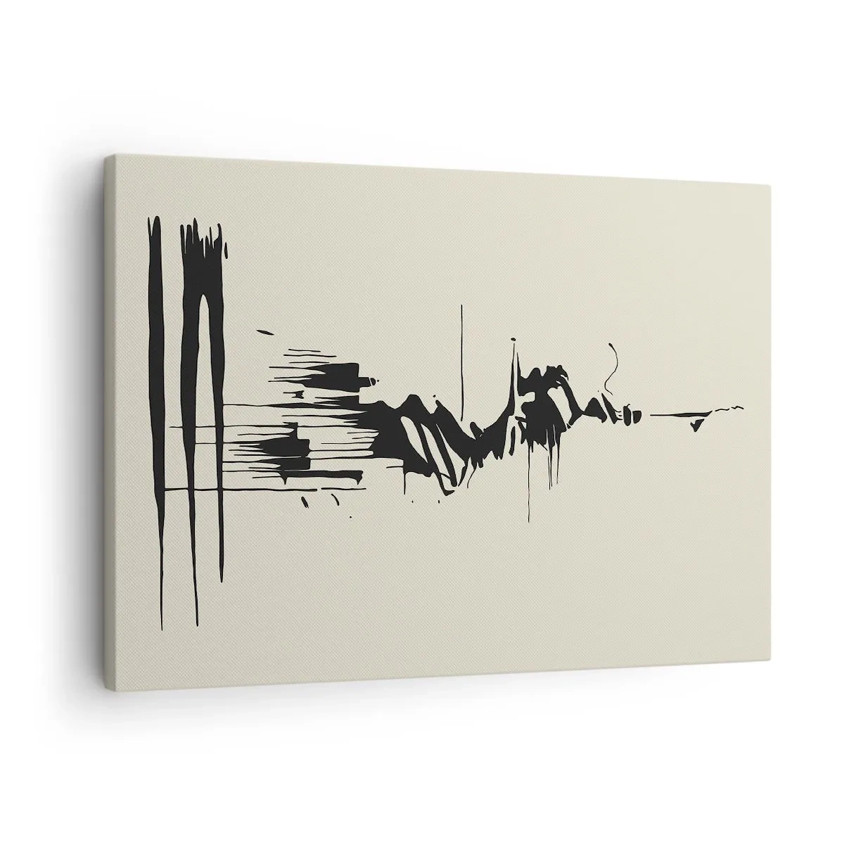 Quadro su tela - Stampe su Tela - Astrazione minimalista con linee nere su sfondo chiaro - 70x50cm - Astrazione frettolosa - Decorazione murale moderna per soggiorno e camera da letto ARTTOR