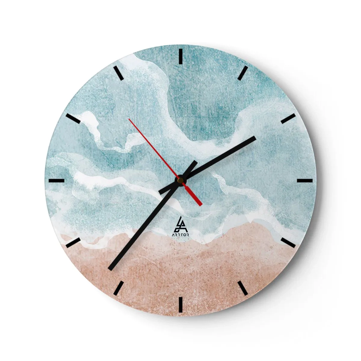 Orologio da parete - Orologio in Vetro - Astrazione pastello che ricorda il cielo e la sabbia - 30x30cm - Astrazione nebulosa - Decorazione murale moderna per soggiorno, cucina e camera da letto ARTTOR