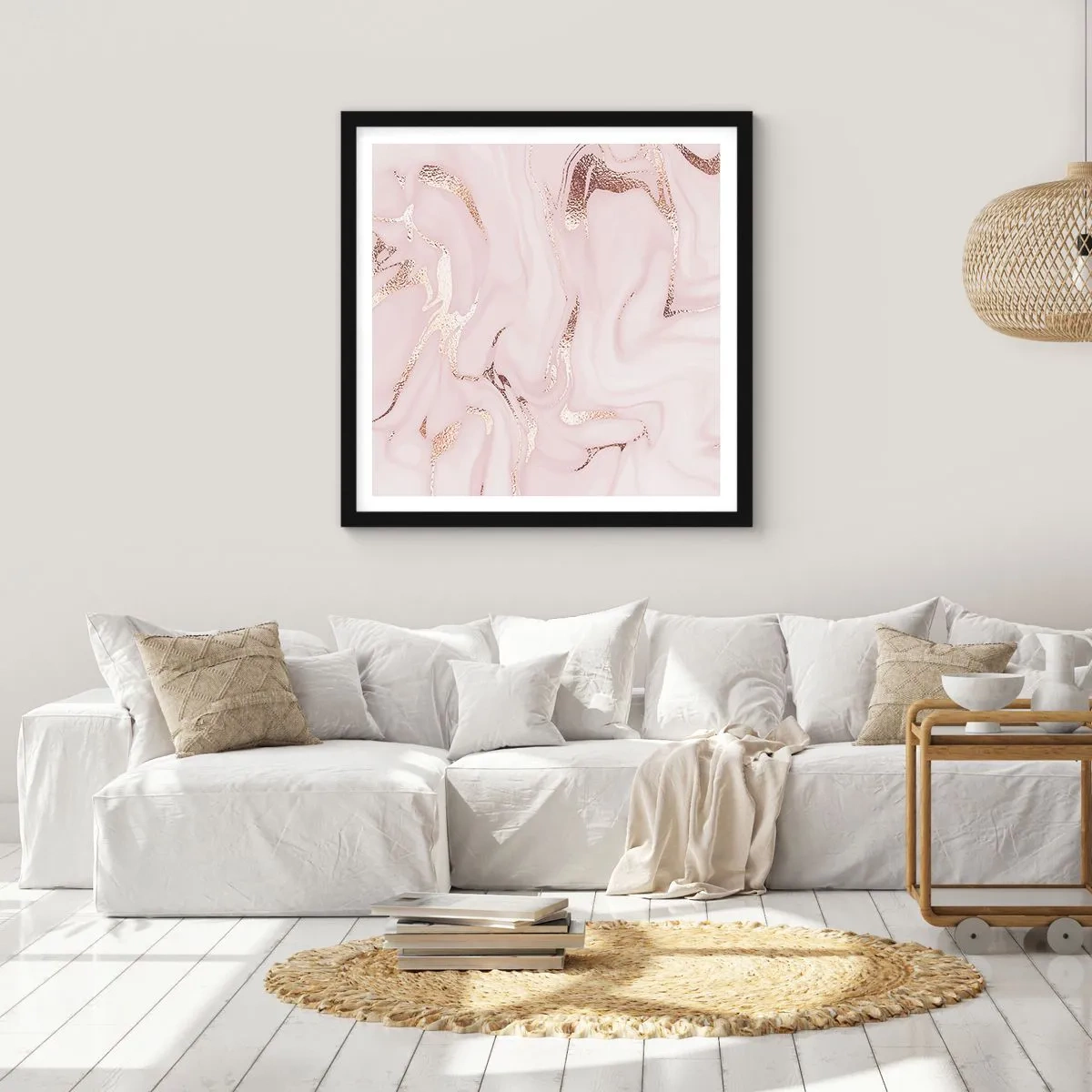 Poster in cornice nera - Nella follia rosa - 30x30 cm