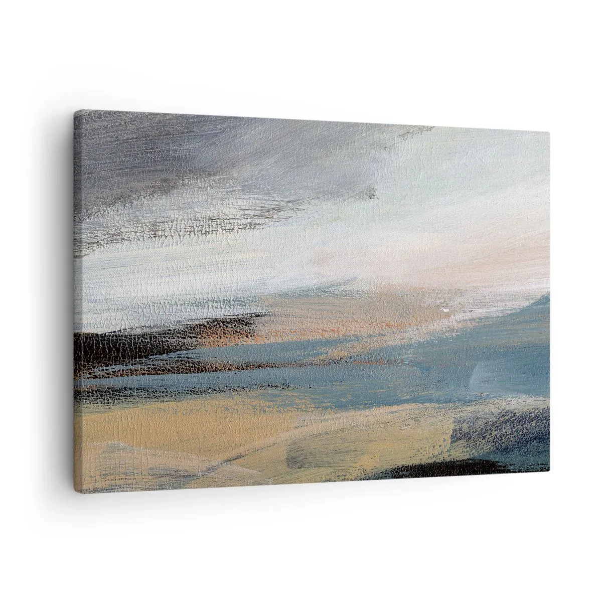 Quadro su tela - Stampe su Tela - Paesaggio astratto in tenui tonalità di blu e beige - 70x50cm - Astrazione: paesaggio del nord - Decorazione murale moderna per soggiorno e camera da letto ARTTOR