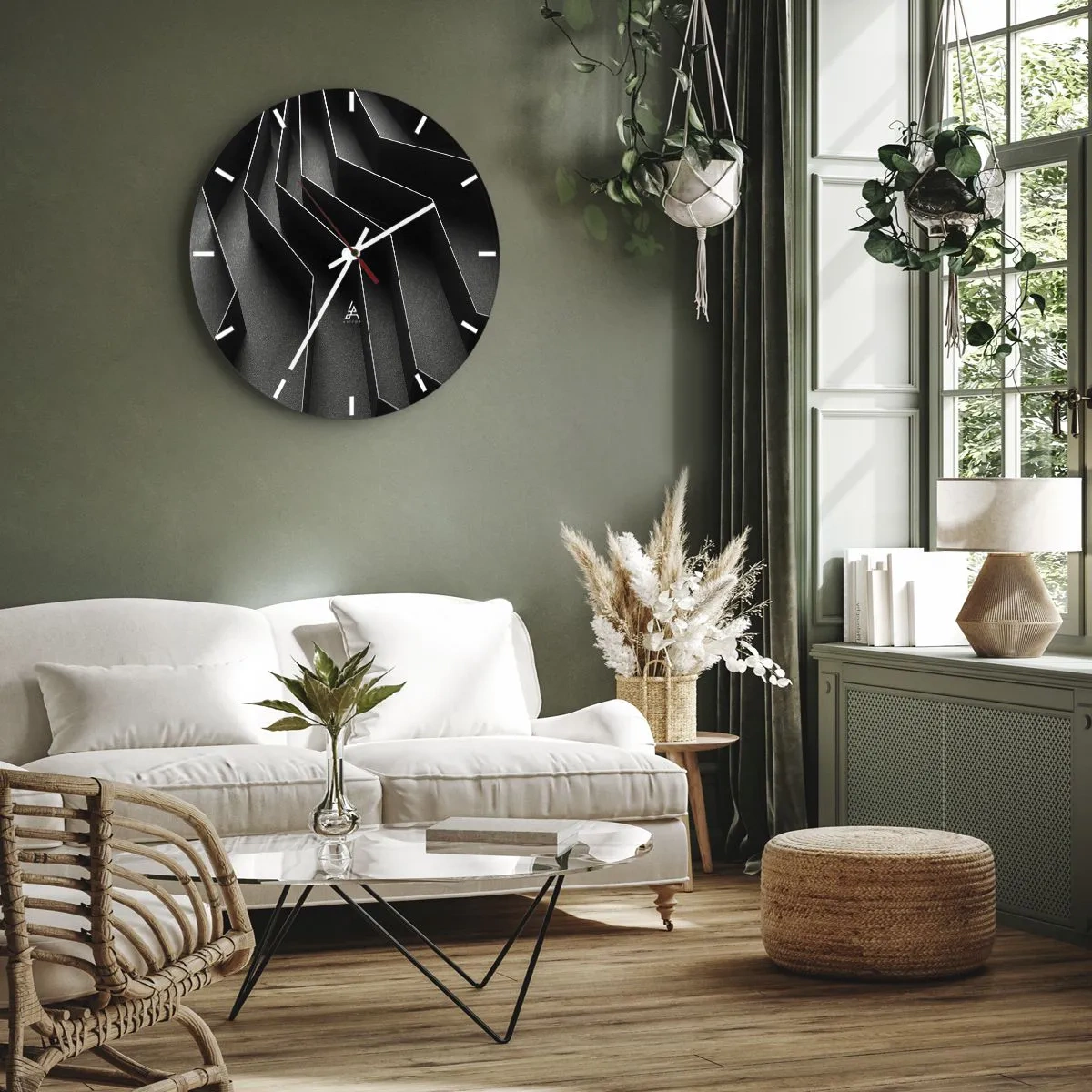 Orologio da parete - Orologio in Vetro - Struttura in bianco e nero con effetto di luce spaziale - 30x30cm - Ordine tridimensionale - Decorazione murale moderna per soggiorno, cucina e camera da letto ARTTOR