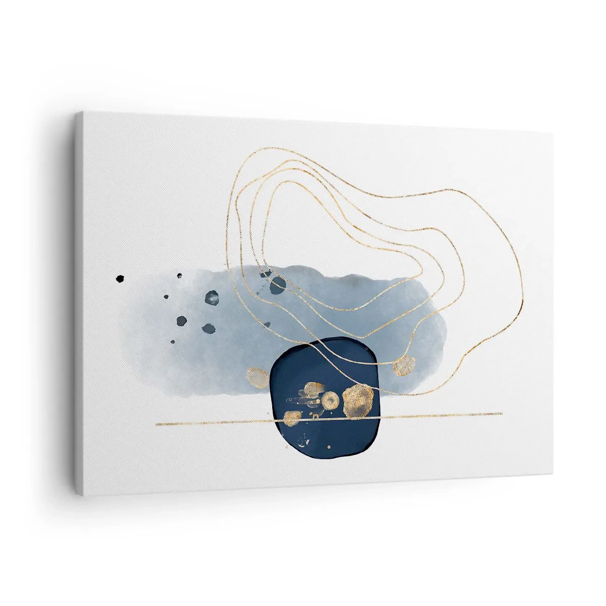 Quadro su tela - Stampe su Tela - Astrazione nei toni del blu e dell'oro - 70x50cm - Fantasia blu e oro - Decorazione murale moderna per soggiorno e camera da letto ARTTOR