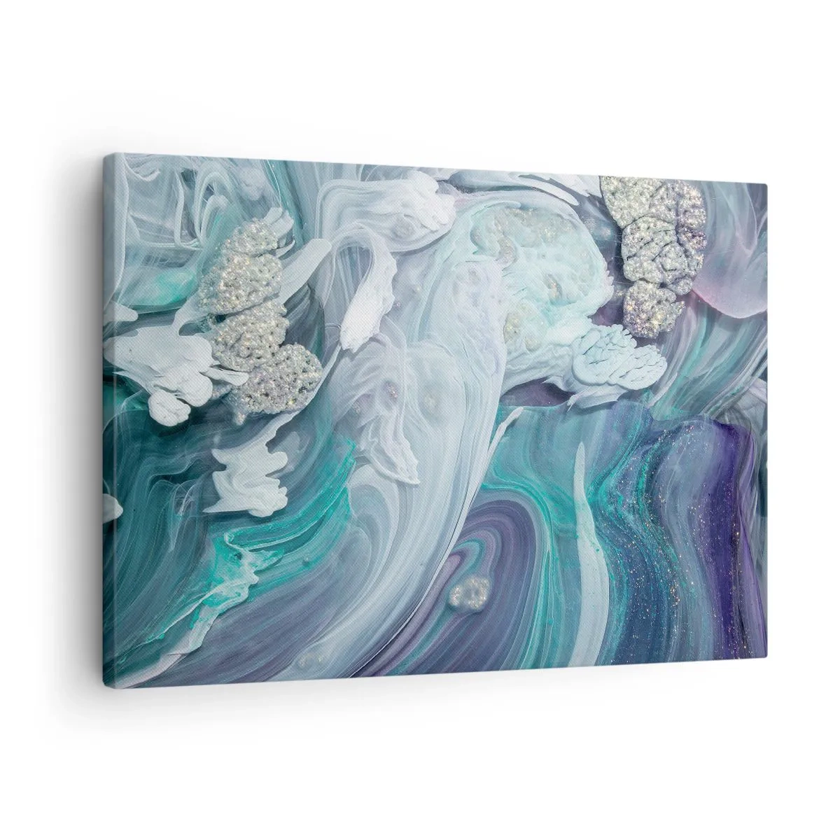 Quadro su tela - Stampe su Tela - Vortici astratti nei toni del blu e del bianco - 70x50cm - Correnti di blu - Decorazione murale moderna per soggiorno e camera da letto ARTTOR
