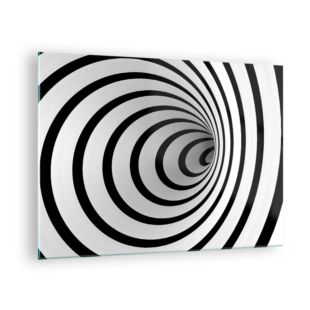 Quadro su vetro - Motivo a spirale astratto in bianco e nero - 70x50cm - Anche tu non riesci a resistere? - Decorazione murale moderna per soggiorno e camera da letto ARTTOR