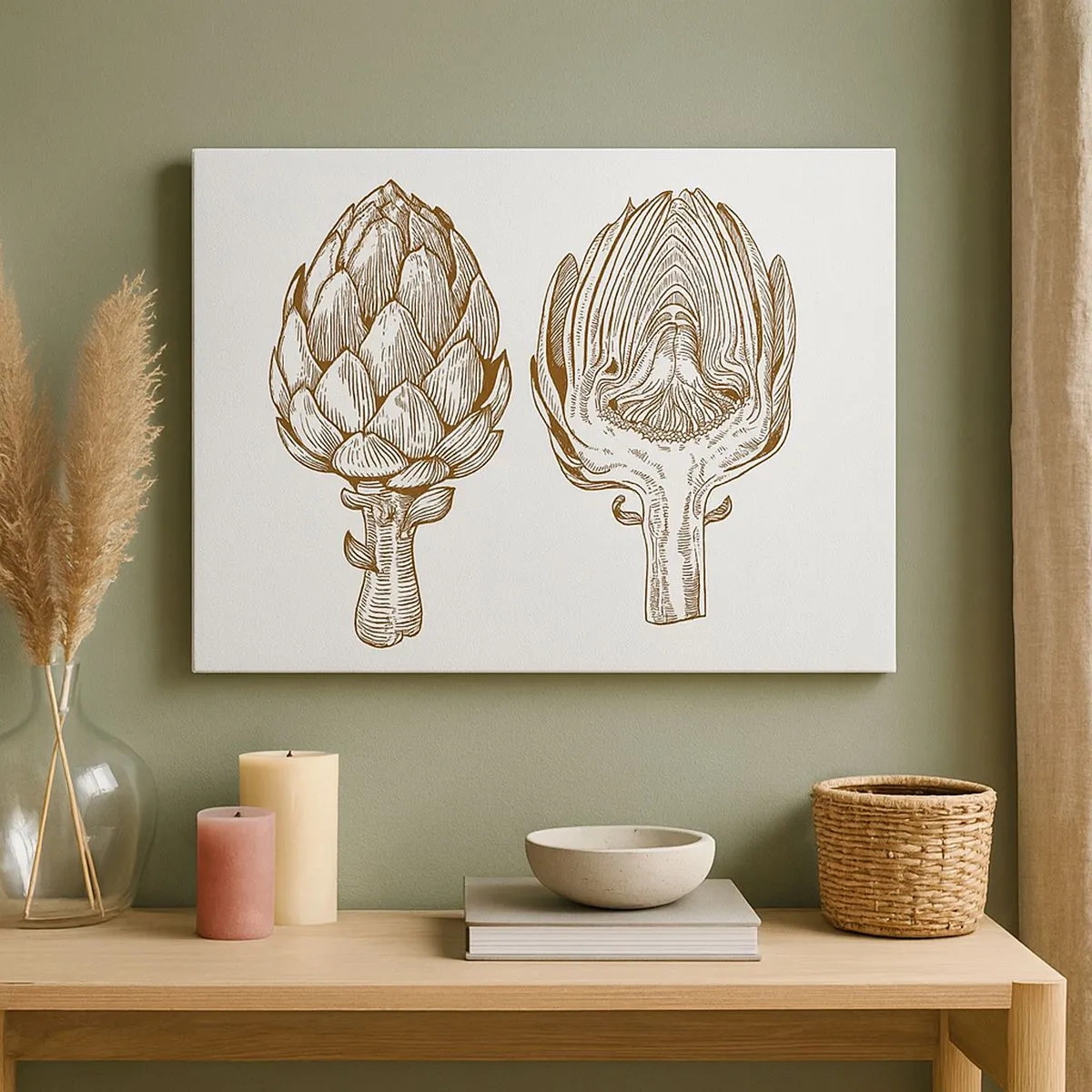 Quadro su tela - Stampe su Tela - Disegno d'arte d'epoca di un carciofo - 70x50cm - Lezione di anatomia - Decorazione murale moderna per soggiorno e camera da letto ARTTOR