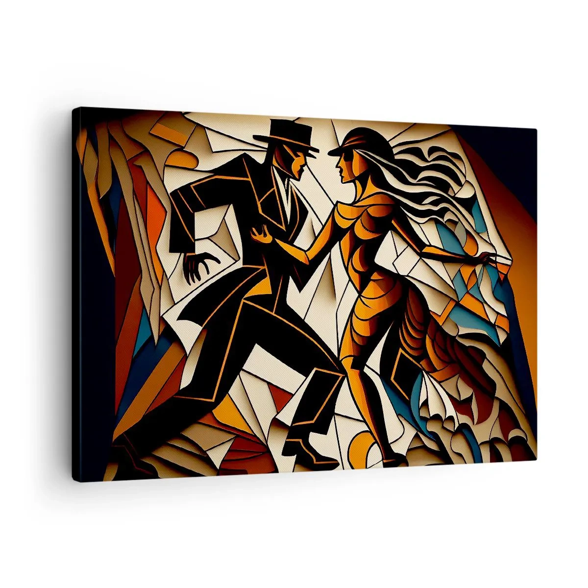 Quadro su tela - Stampe su Tela - Una coppia dinamica che danza in una forma astratta. - 70x50cm - La danza della passione - Decorazione murale moderna per soggiorno e camera da letto ARTTOR