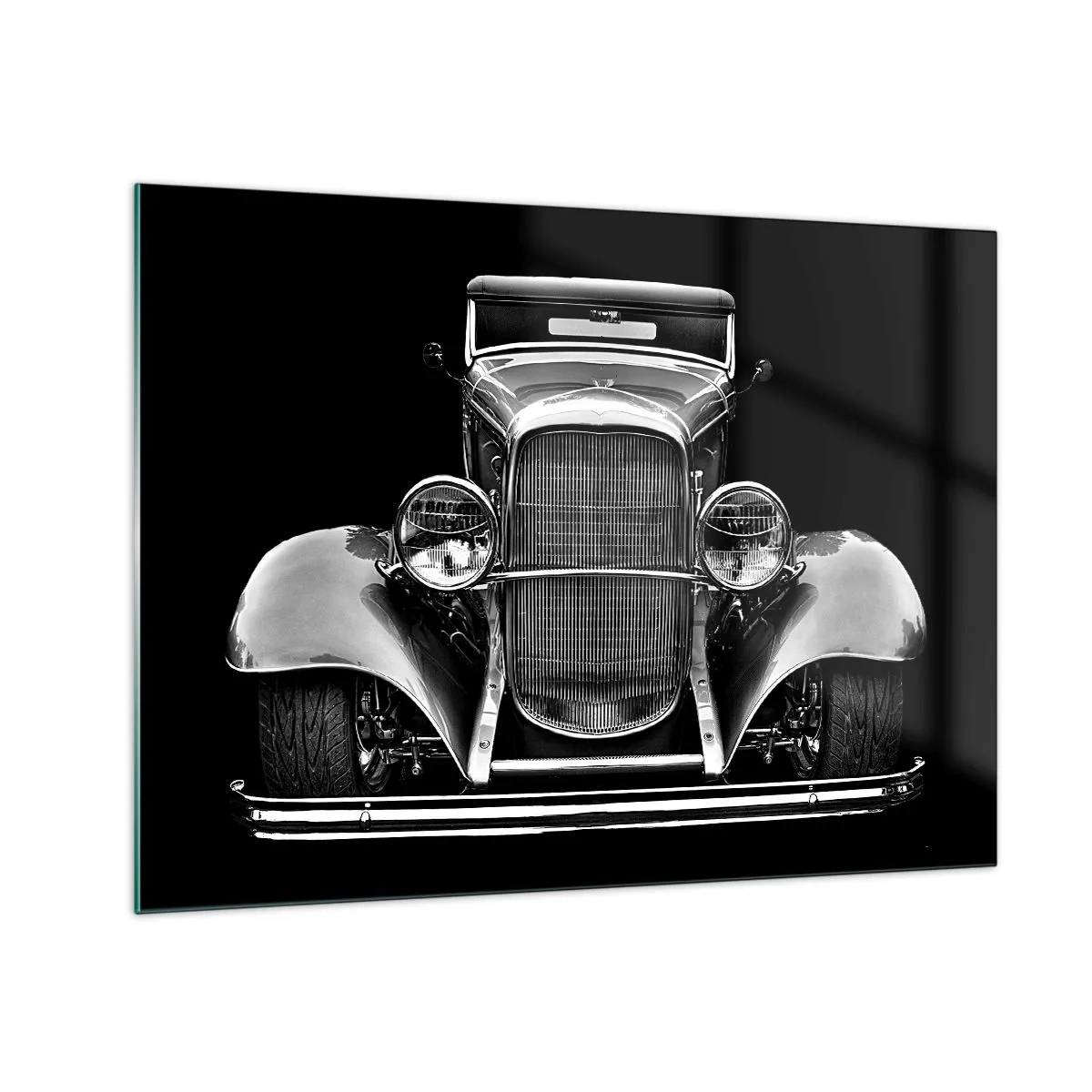 Quadro su vetro - Una vista frontale di un'auto retrò d'epoca - 70x50cm - Una vera fuoriclasse - Decorazione murale moderna per soggiorno e camera da letto ARTTOR