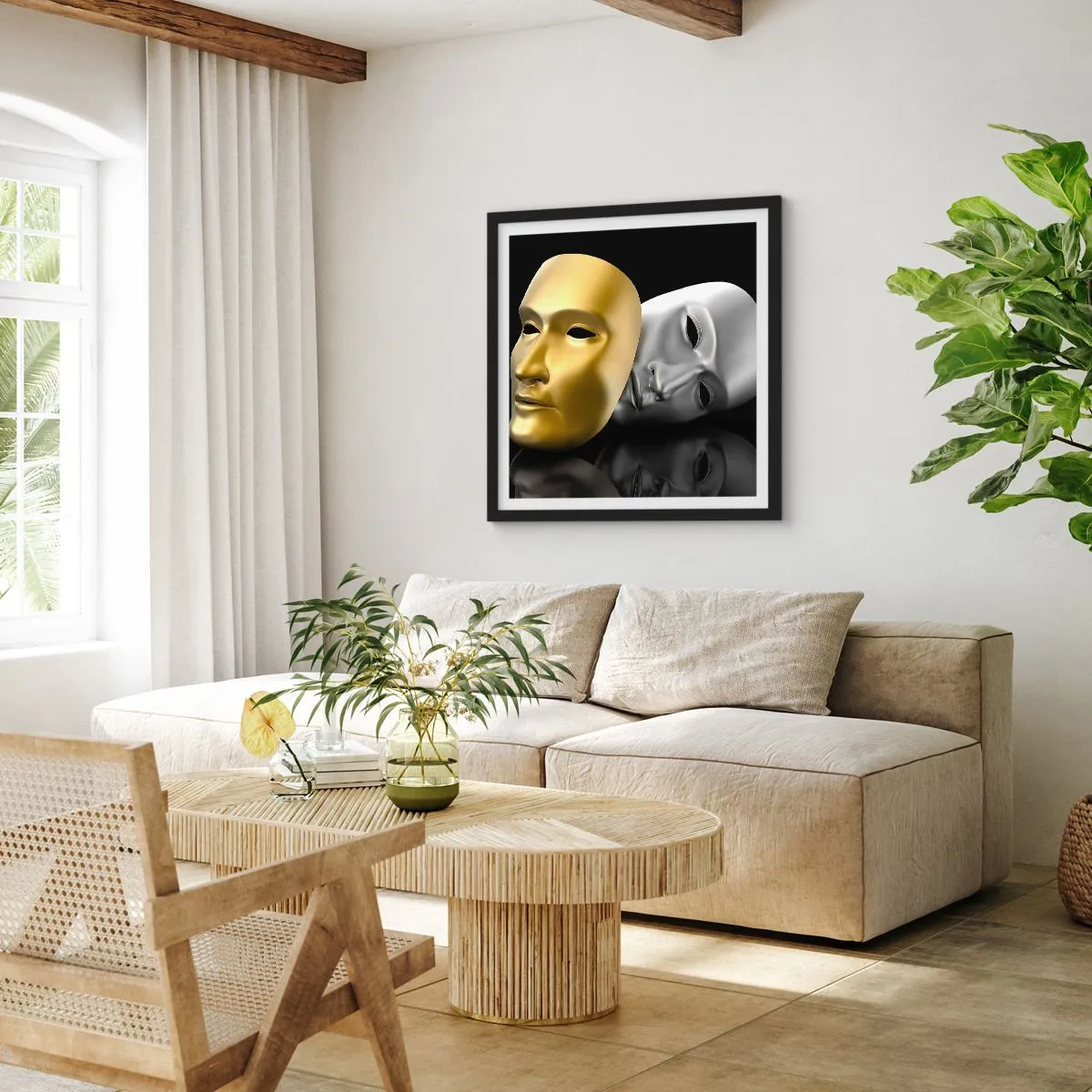 Poster in cornice nera - La vita è teatro - 30x30 cm