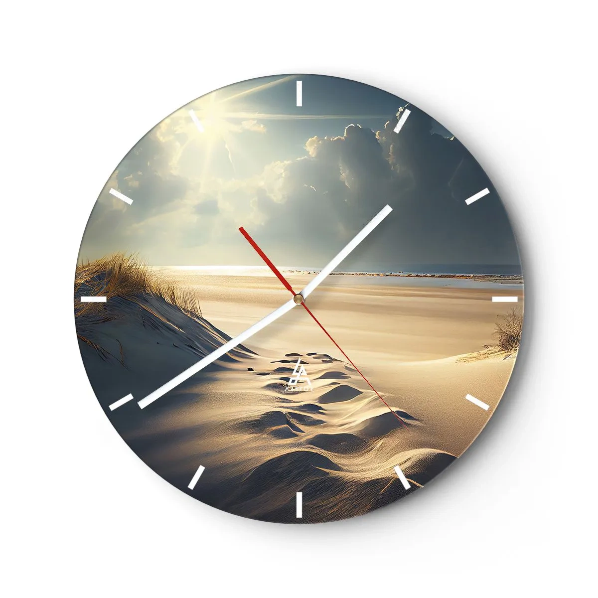 Orologio da parete - Orologio in Vetro - Dune di sabbia illuminate dai raggi del sole con vista sull'orizzonte - 30x30cm - Paesaggio rilassante - Decorazione murale moderna per soggiorno, cucina e camera da letto ARTTOR
