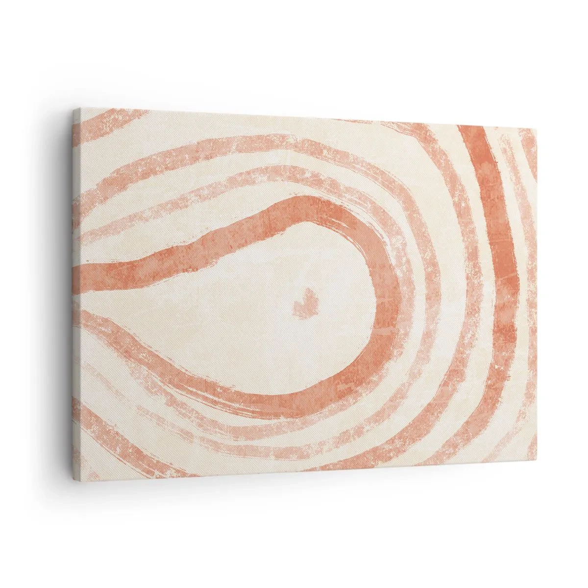 Quadro su tela - Stampe su Tela - Un motivo astratto di linee concentriche nelle tonalità del terracotta. - 70x50cm - Cerchi di corallo - Decorazione murale moderna per soggiorno e camera da letto ARTTOR