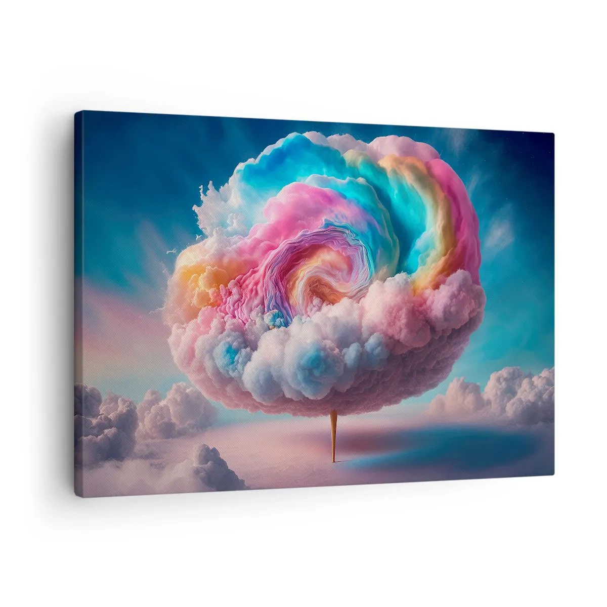 Quadro su tela - Stampe su Tela - Una nuvola a forma di spirale con colori pastello nel cielo - 70x50cm - Il sogno del luna park - Decorazione murale moderna per soggiorno e camera da letto ARTTOR
