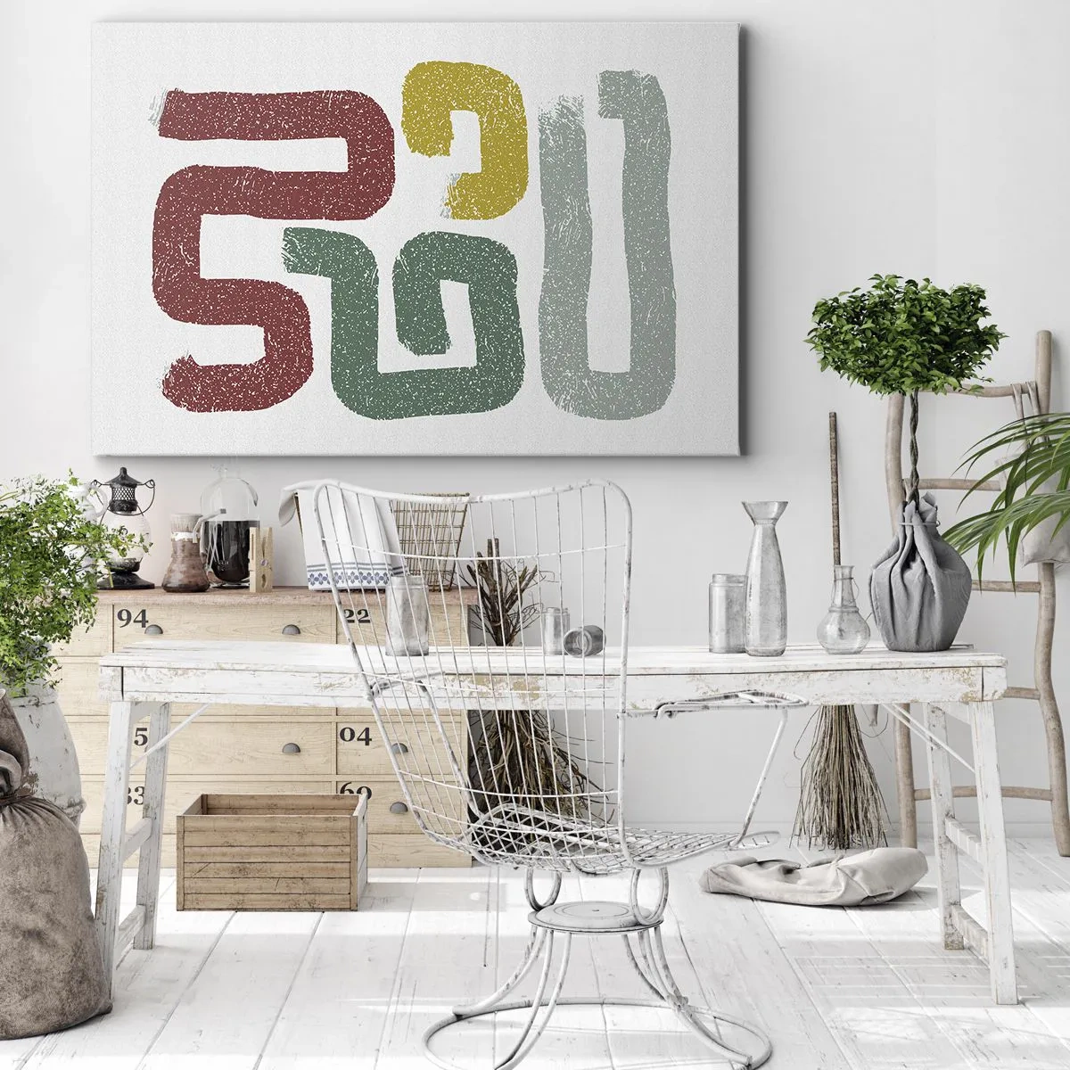 Quadro su tela - Stampe su Tela - Motivi geometrici colorati in stile astratto - 70x50cm - In una lingua sconosciuta - Decorazione murale moderna per soggiorno e camera da letto ARTTOR