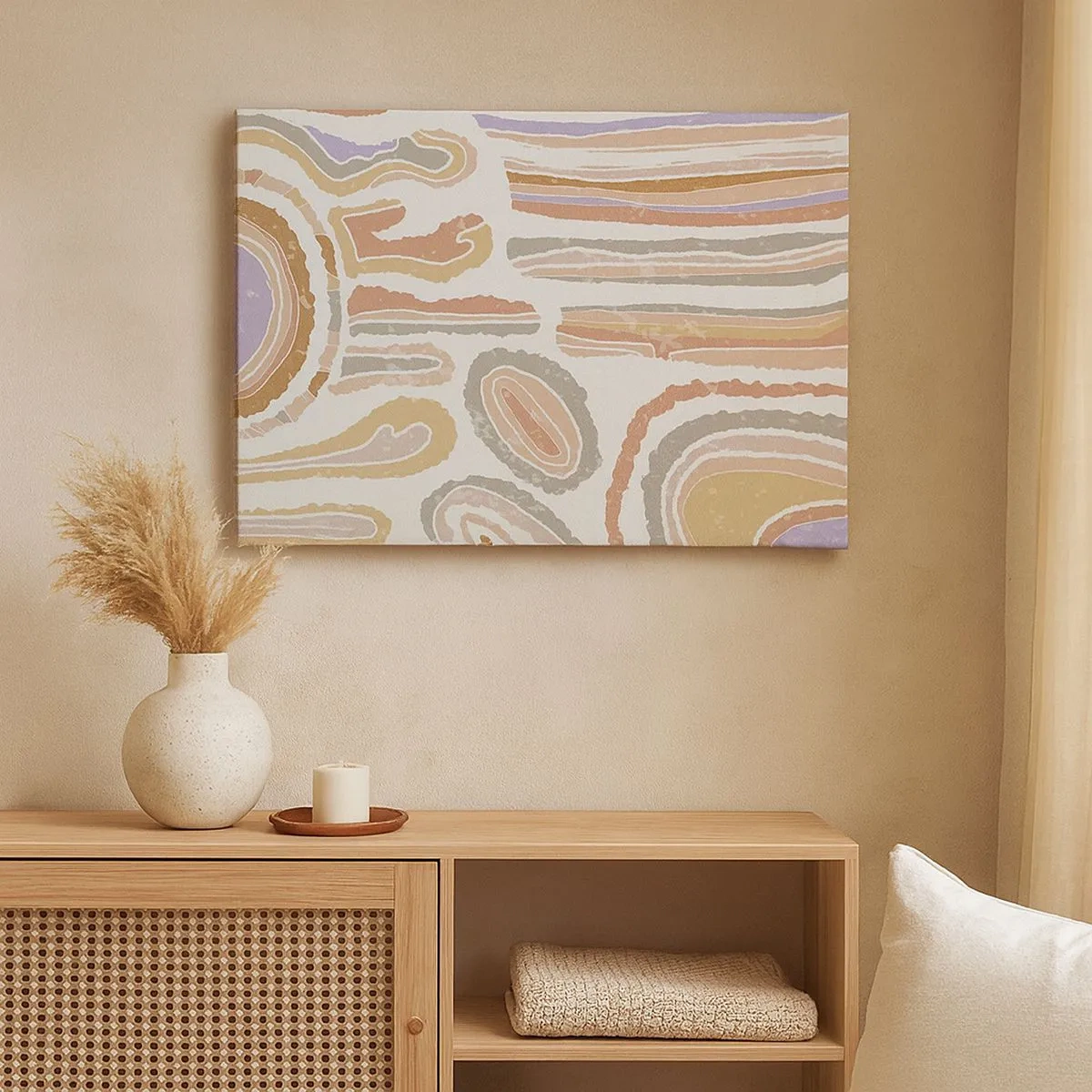 Quadro su tela - Stampe su Tela - Sezioni trasversali colorate di forme astratte - 70x50cm - Sezioni colorate - Decorazione murale moderna per soggiorno e camera da letto ARTTOR