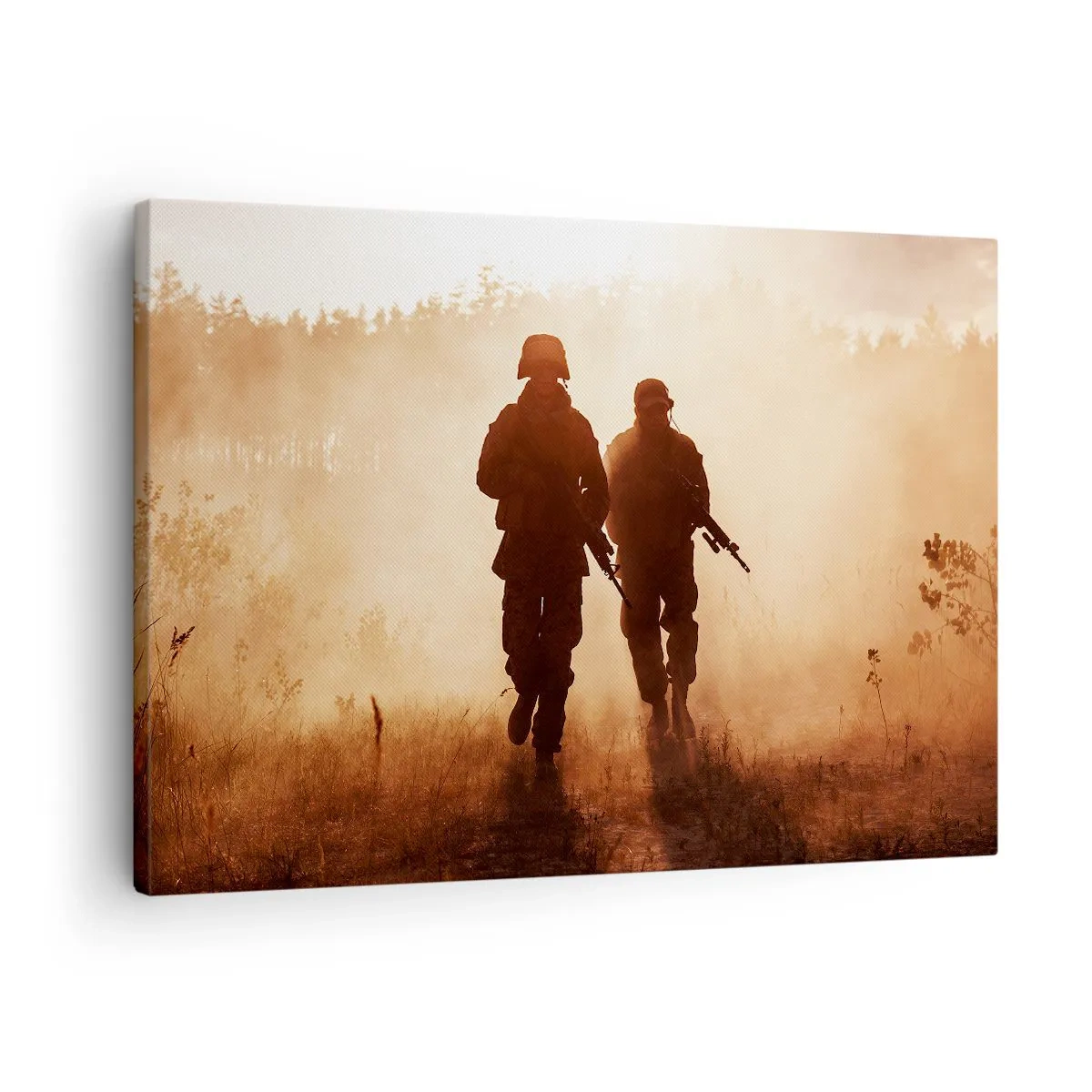 Quadro su tela - Stampe su Tela - Soldati marciano nella nebbia mattutina con la natura sullo sfondo - 70x50cm - Call of Duty - Decorazione murale moderna per soggiorno e camera da letto ARTTOR