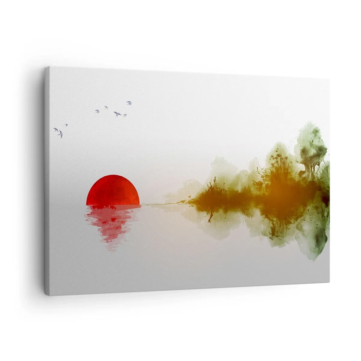 Quadro su tela - Stampe su Tela - Tramonto astratto su un lago con riflesso - 70x50cm - Promessa di pace - Decorazione murale moderna per soggiorno e camera da letto ARTTOR