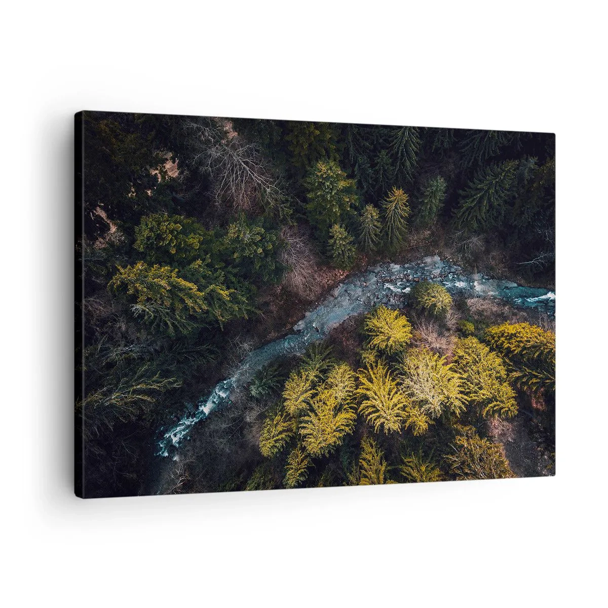 Quadro su tela - Stampe su Tela - Una vista dall'alto di una foresta con un fiume tortuoso - 70x50cm - Sempre più veloce - Decorazione murale moderna per soggiorno e camera da letto ARTTOR