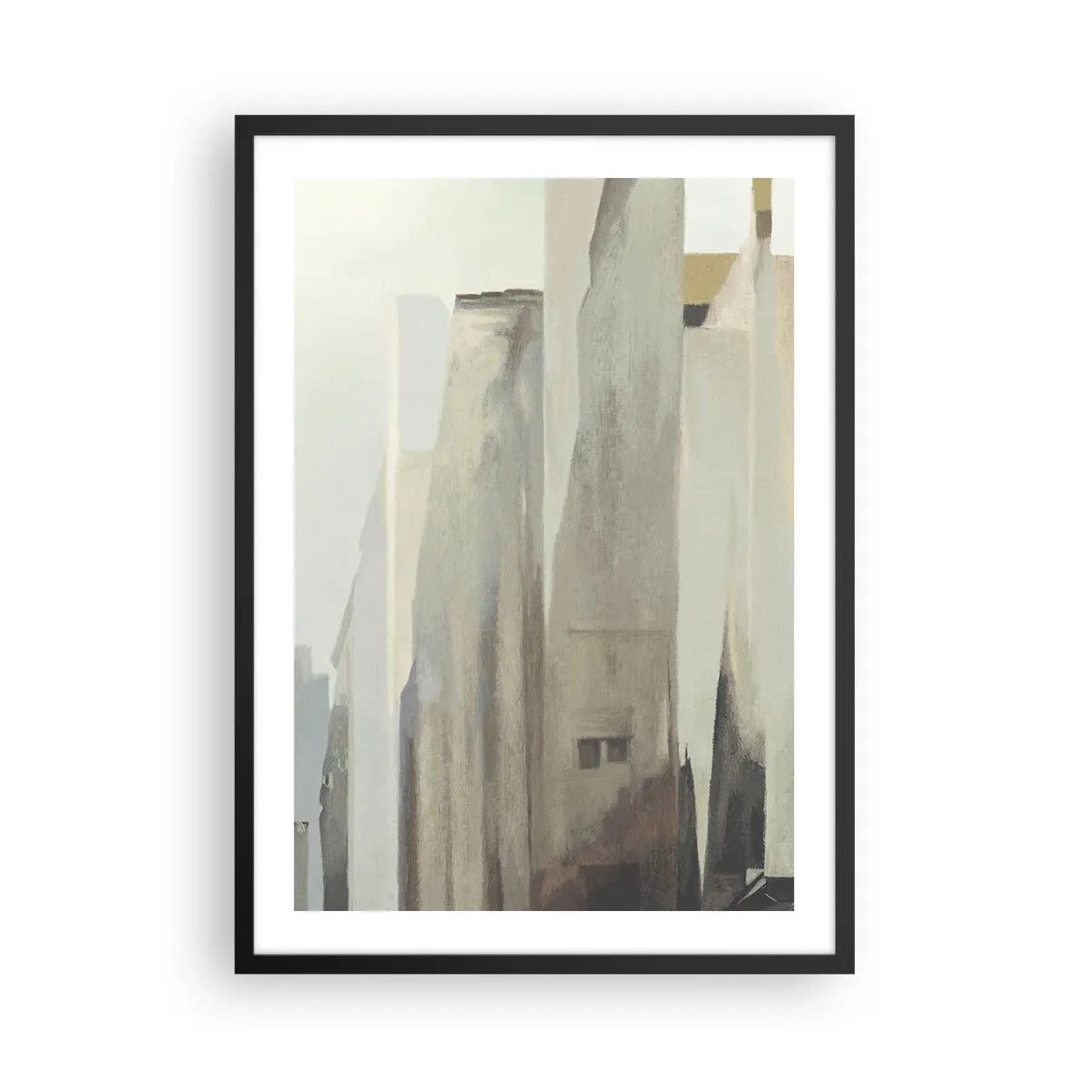 Poster in cornice nera - Architettura astratta in colori tenui - 50x70cm - Sogno sulla città - Decorazione murale moderna per soggiorno e camera da letto ARTTOR
