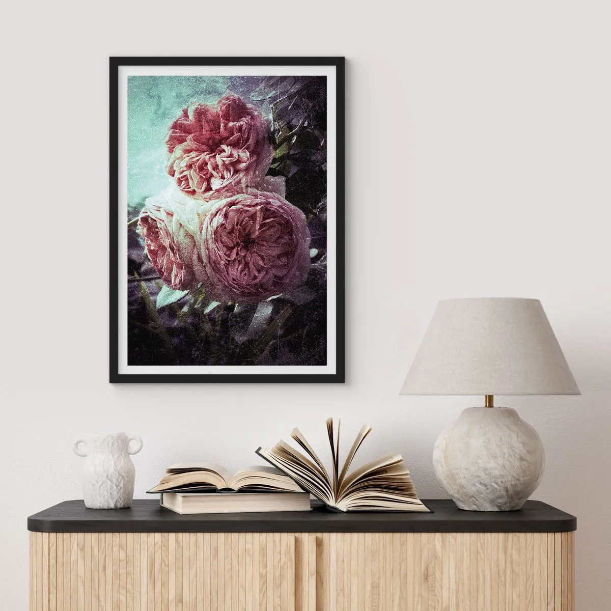 Poster in cornice nera - In un'atmosfera romantica - 50x70cm - In un'atmosfera romantica - Decorazione murale moderna per soggiorno e camera da letto ARTTOR
